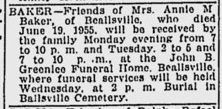 Annie M. Baker obit